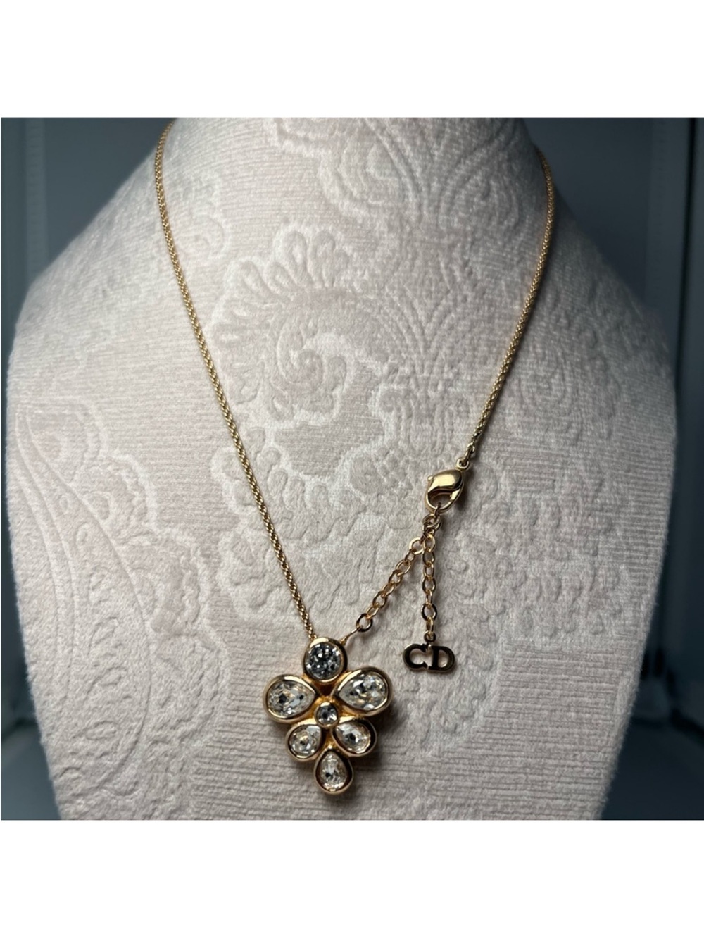 Christian DIOR Floral Necklace Authentic Gold and Silver Vintage